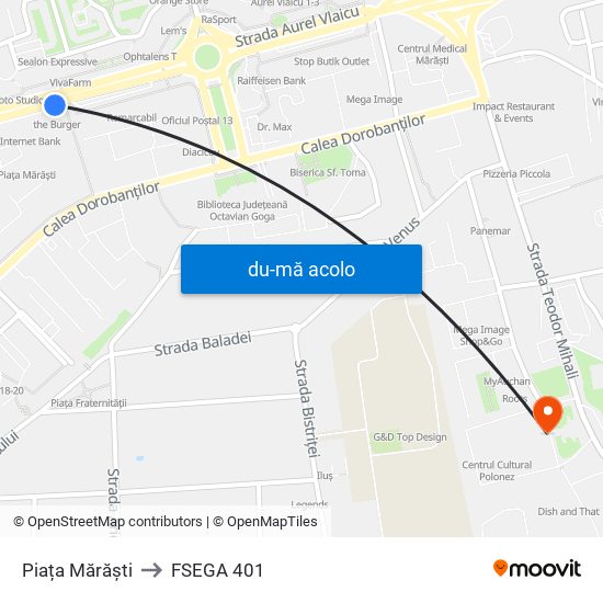 Harta de Piața Mărăști către FSEGA 401