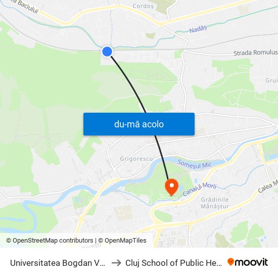 Harta de Universitatea Bogdan Vodă către Cluj School of Public Health