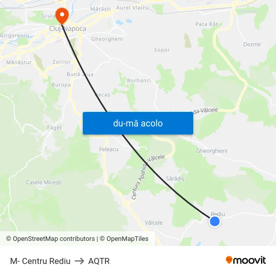 Harta de M- Centru Rediu către AQTR