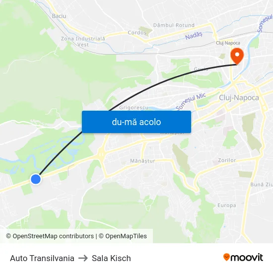 Harta de Auto Transilvania către Sala Kisch