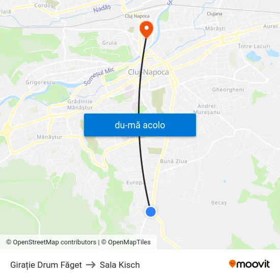 Harta de Girație Drum Făget către Sala Kisch