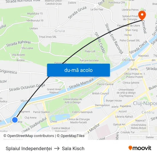 Harta de Splaiul Independenței către Sala Kisch