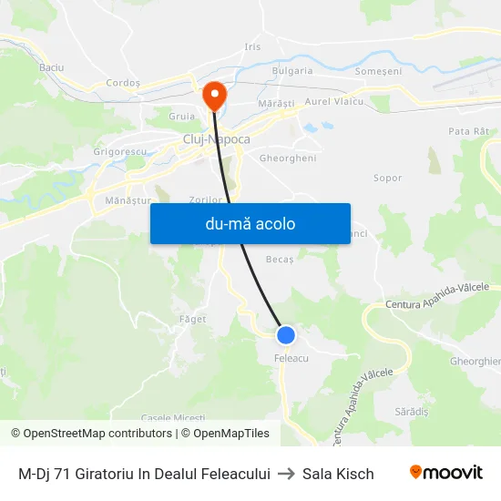 Harta de M-Dj 71 Giratoriu In Dealul Feleacului către Sala Kisch