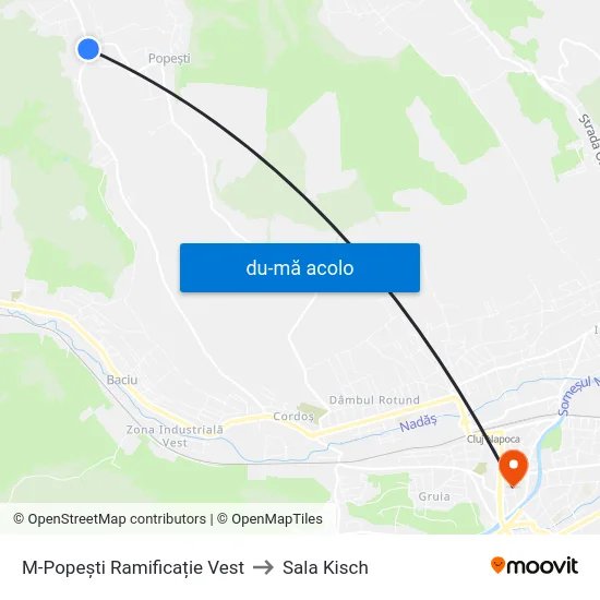 Harta de M-Popești Ramificație Vest către Sala Kisch