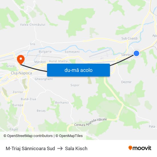 Harta de M-Triaj Sânnicoara Sud către Sala Kisch