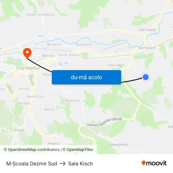 Harta de M-Școala Dezmir Sud către Sala Kisch