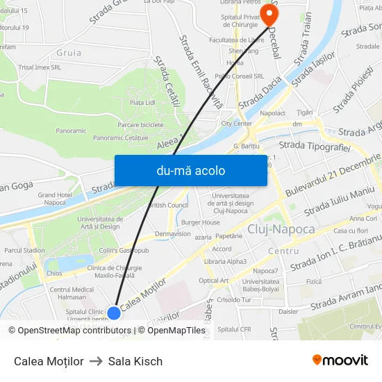 Harta de Calea Moților către Sala Kisch