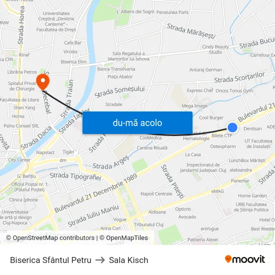 Harta de Biserica Sfântul Petru către Sala Kisch