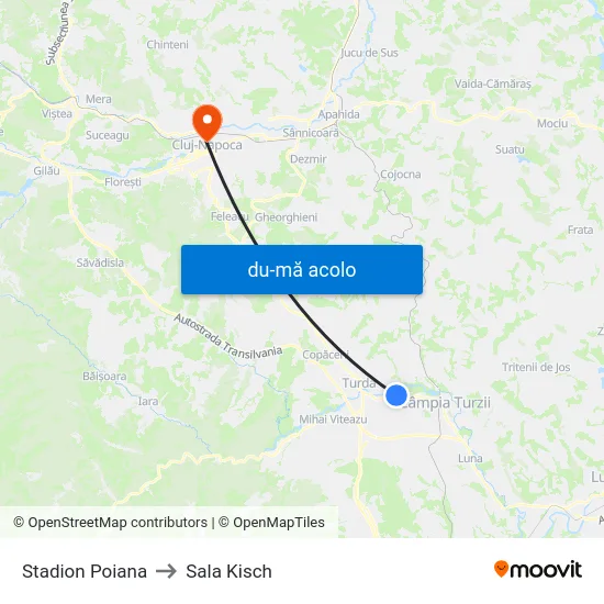 Harta de Stadion Poiana către Sala Kisch