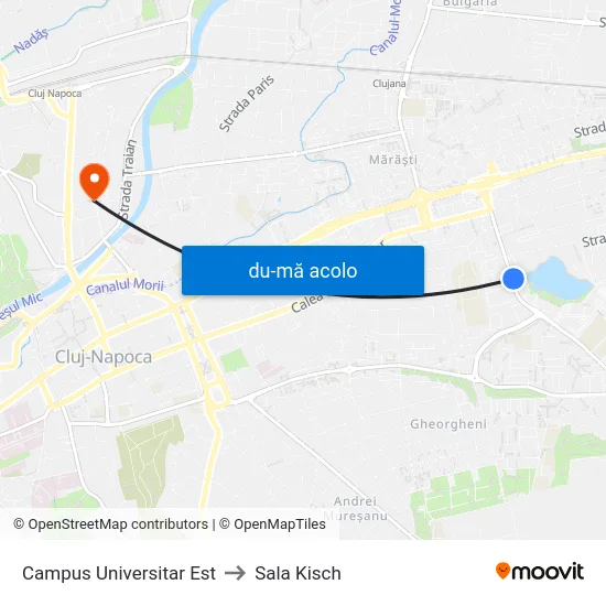 Harta de Campus Universitar Est către Sala Kisch