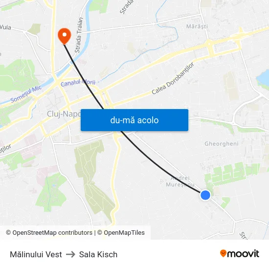 Harta de Mălinului Vest către Sala Kisch