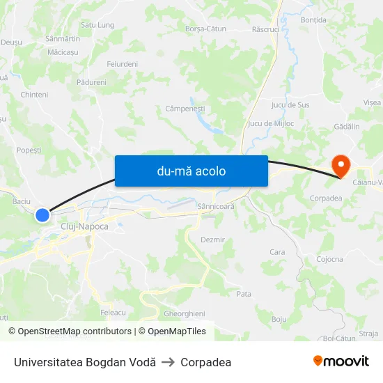 Harta de Universitatea Bogdan Vodă către Corpadea