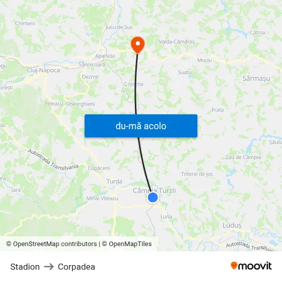 Harta de Stadion către Corpadea