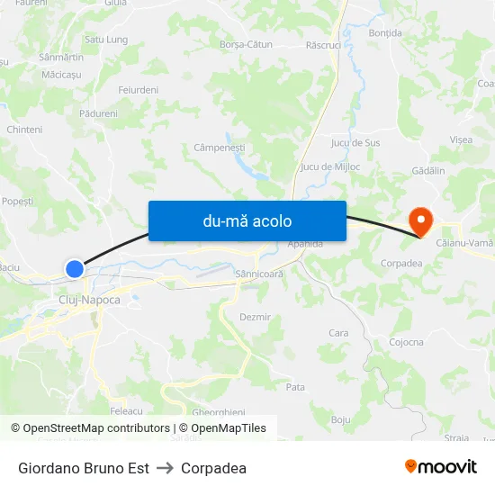 Harta de Giordano Bruno Est către Corpadea