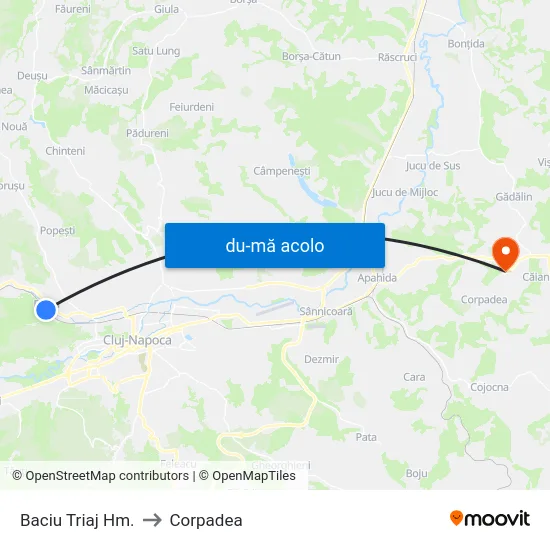 Harta de Baciu Triaj Hm. către Corpadea
