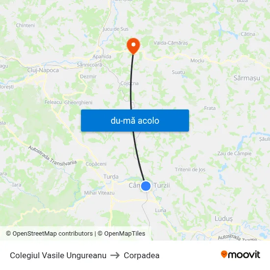 Harta de Colegiul Vasile Ungureanu către Corpadea