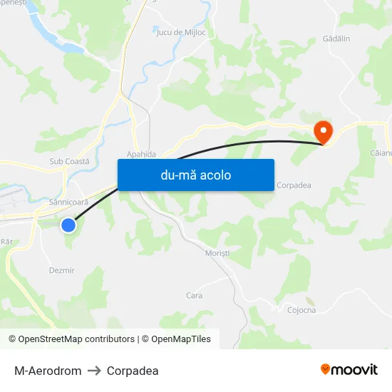 Harta de M-Aerodrom către Corpadea