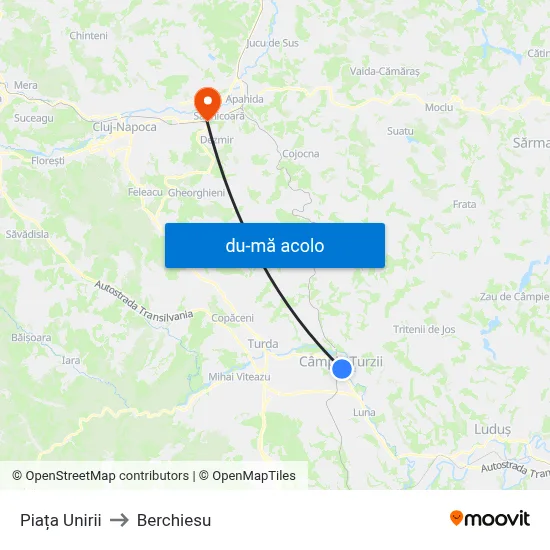 Harta de Piața Unirii către Berchiesu