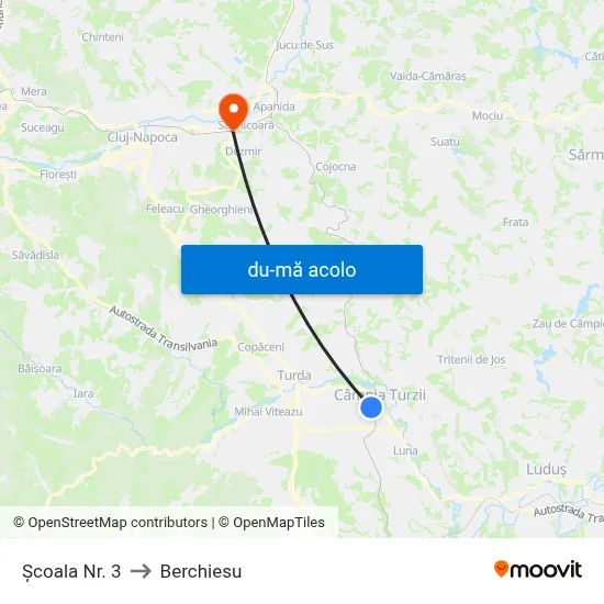 Harta de Școala Nr. 3 către Berchiesu