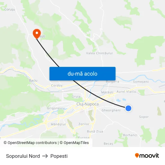 Harta de Soporului Nord către Popesti