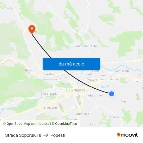 Harta de Soporului Sud către Popesti