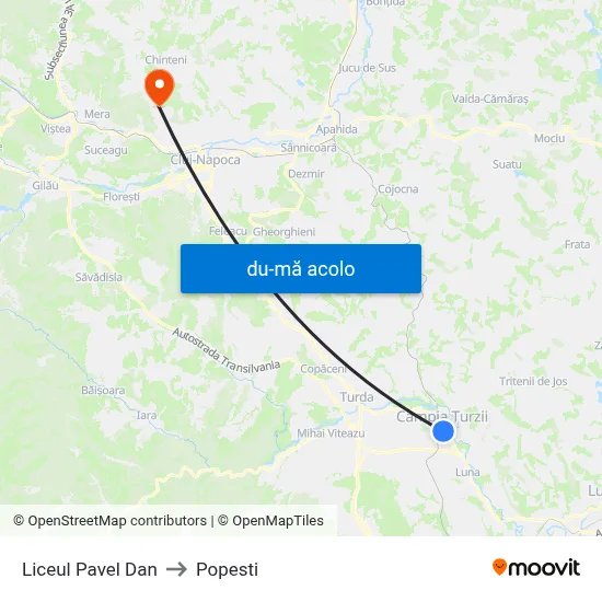 Harta de Liceul Pavel Dan către Popesti