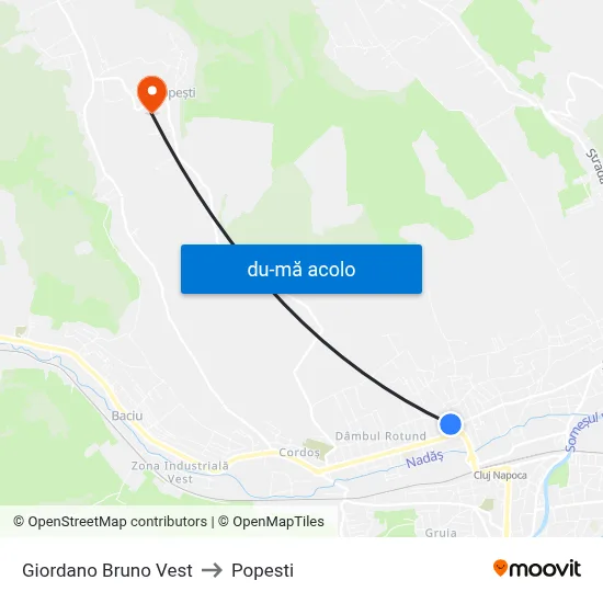 Harta de Giordano Bruno Vest către Popesti