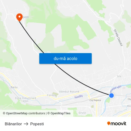 Harta de Blănarilor către Popesti