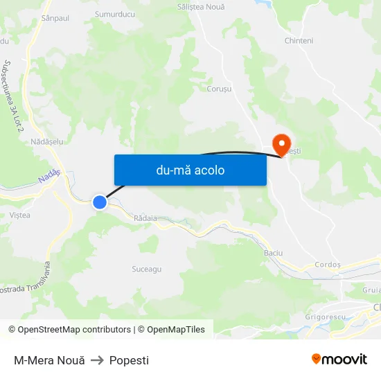 Harta de M-Mera Nouă către Popesti