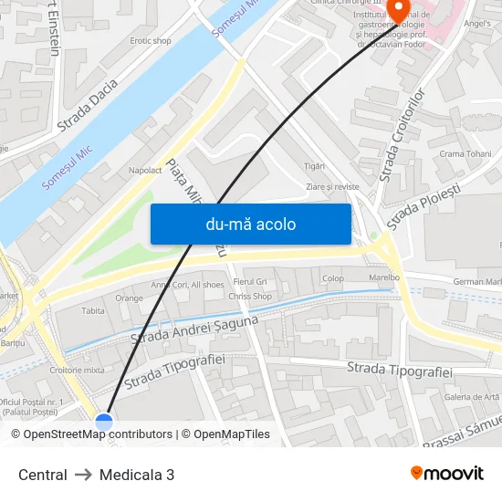 Harta de Central către Medicala 3