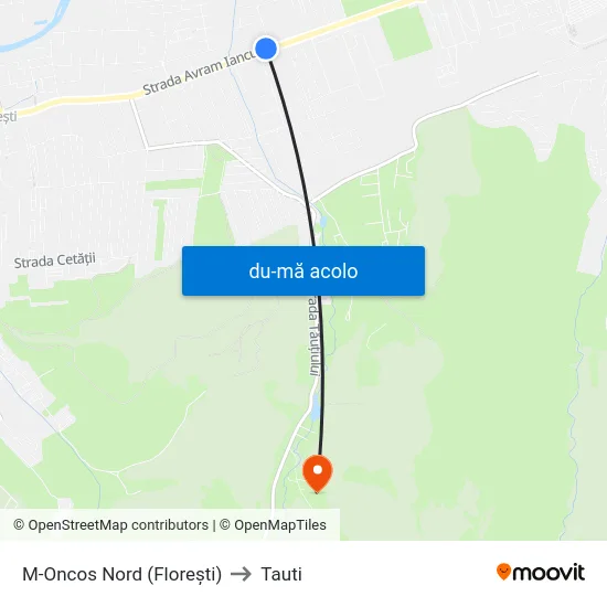 Harta de M-Oncos Nord (Florești) către Tauti