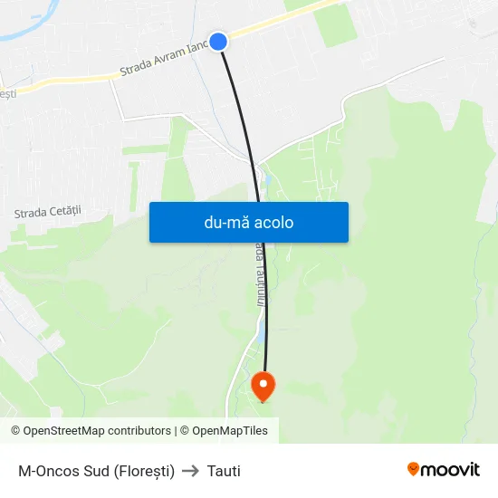 Harta de M-Oncos Sud (Florești) către Tauti