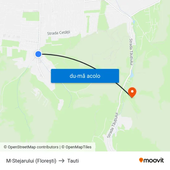 Harta de M-Stejarului (Florești) către Tauti