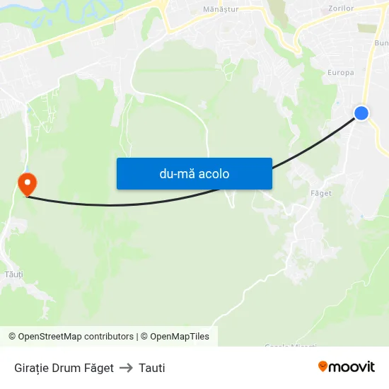 Harta de Girație Drum Făget către Tauti