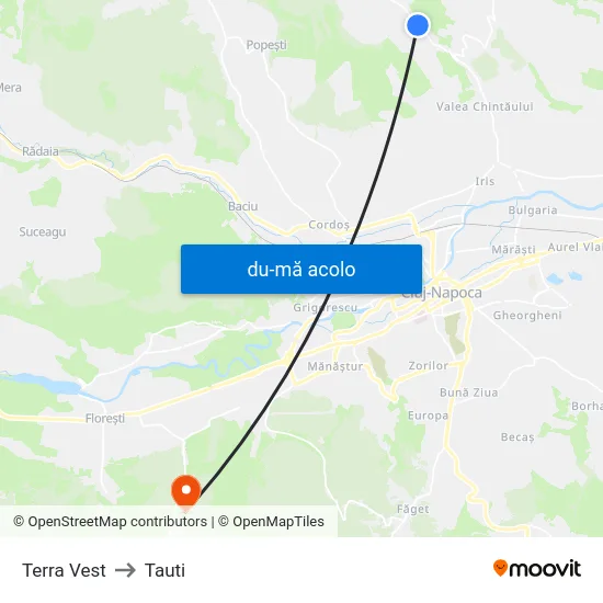 Harta de Terra Vest către Tauti