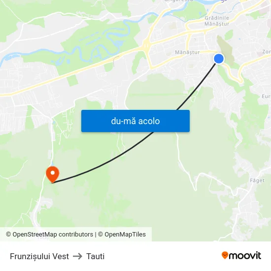 Harta de Frunzișului Vest către Tauti