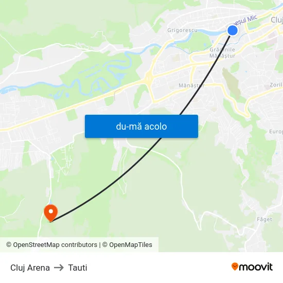 Harta de Cluj Arena către Tauti