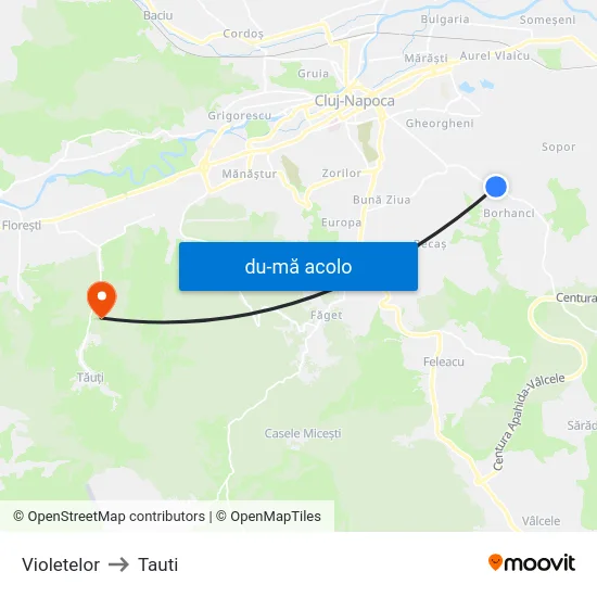 Harta de Violetelor către Tauti