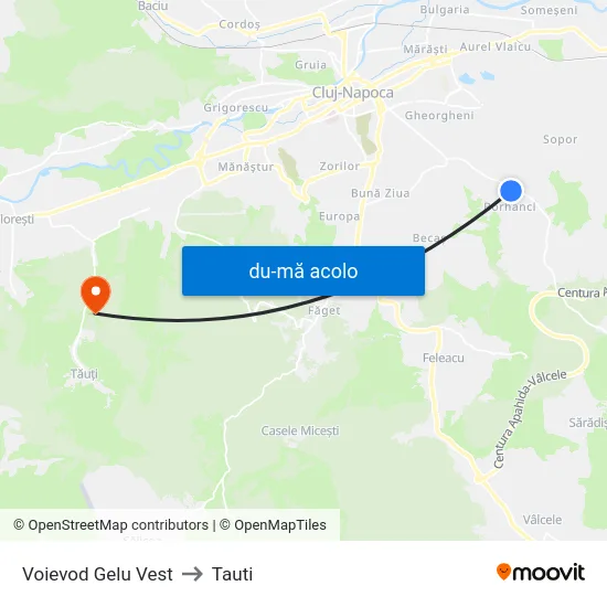 Harta de Voievod Gelu Vest către Tauti