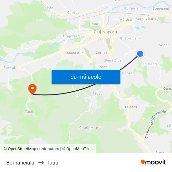 Harta de Borhanciului către Tauti
