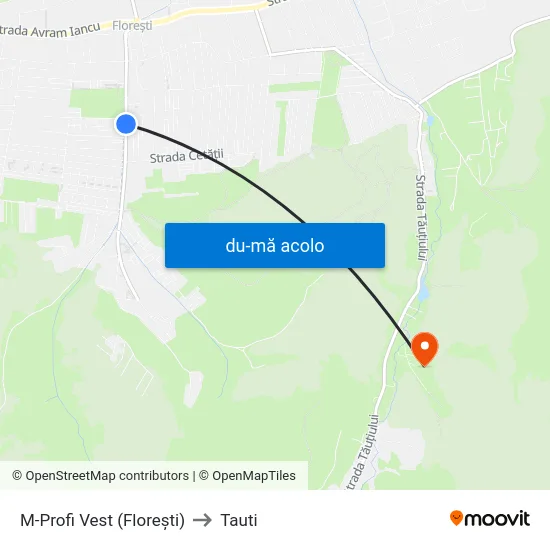 Harta de M-Profi Vest (Florești) către Tauti
