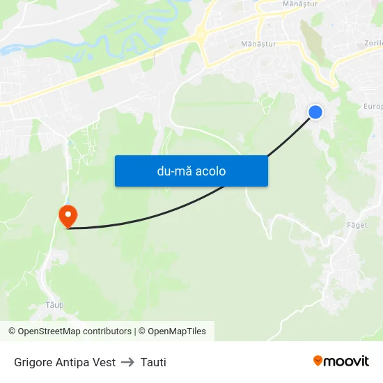 Harta de Grigore Antipa Vest către Tauti