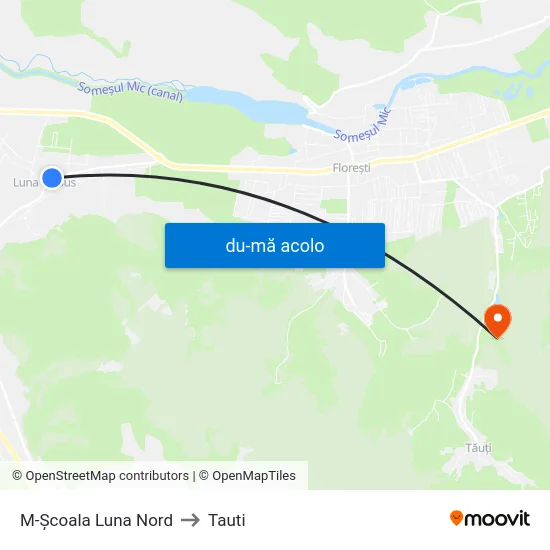 Harta de M-Școala Luna Nord către Tauti