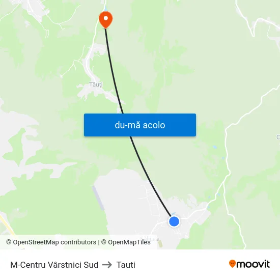 Harta de M-Centru Vârstnici Sud către Tauti