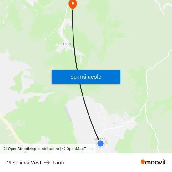 Harta de M-Sălicea Vest către Tauti