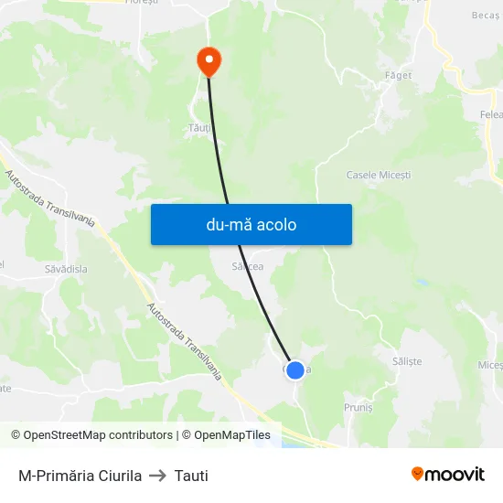 Harta de M-Primăria Ciurila către Tauti