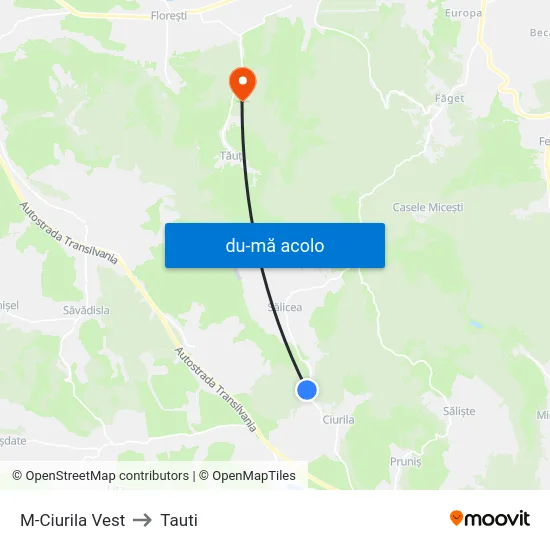 Harta de M-Ciurila Vest către Tauti