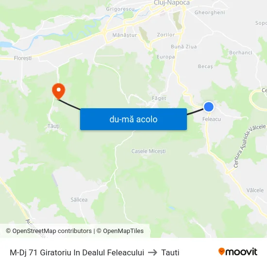 Harta de M-Dj 71 Giratoriu In Dealul Feleacului către Tauti