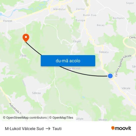 Harta de M-Lukoil Vâlcele Sud către Tauti