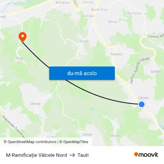 Harta de M-Ramificație Vâlcele Nord către Tauti